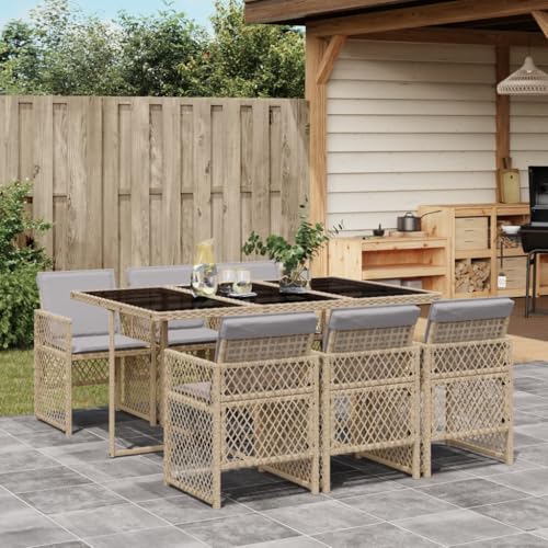 Hoodmeel Rattan Gartenmöbel Set 6 Personen Garten Sitzgruppe 6 Personen Sitzgruppe Outdoor Polyrattan Sitzgruppe Sitzgarnitur Terassenmöbel außen-Beige und Grau-7-tlg Hoodmeel Rattan Gartenmöbel Set 6 Personen Garten Sitzgruppe 6 Personen Sitzgruppe Outdoor Polyrattan Sitzgruppe Sitzgarnitur Terassenmöbel außen-Beige und Grau-7-tlg von Hoodmeel