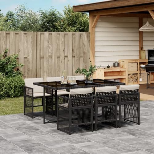 Hoodmeel Rattan Gartenmöbel Set 6 Personen Garten Sitzgruppe 6 Personen Sitzgruppe Outdoor Polyrattan Sitzgruppe Sitzgarnitur Terassenmöbel außen-Schwarz und Creme-7-tlg Typ 2 Hoodmeel Rattan Gartenmöbel Set 6 Personen Garten Sitzgruppe 6 Personen Sitzgruppe Outdoor Polyrattan Sitzgruppe Sitzgarnitur Terassenmöbel außen-Schwarz und Creme-7-tlg Typ 2 von Hoodmeel