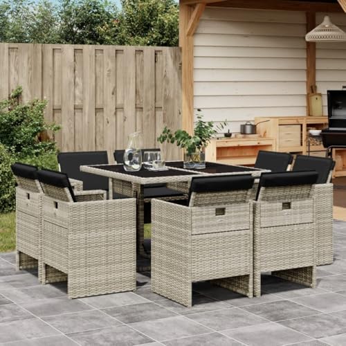 Hoodmeel Rattan Gartenmöbel Set 8 Personen Garten Sitzgruppe 8 Personen Sitzgruppe Outdoor Polyrattan Sitzgruppe Sitzgarnitur Terassenmöbel außen-Hellgrau-9-tlg Hoodmeel Rattan Gartenmöbel Set 8 Personen Garten Sitzgruppe 8 Personen Sitzgruppe Outdoor Polyrattan Sitzgruppe Sitzgarnitur Terassenmöbel außen-Hellgrau-9-tlg von Hoodmeel