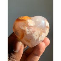 Blumenachat Herzschnitzerei | Sakura Achat Turm Kirschblüten Rosa Chalcedon Steine Und Mineralien von HoodooCrystals