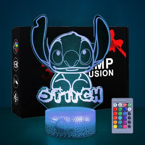 Hoofun Stitch Lampe:16 Farben Stitch Nachtlicht Anime 3D Illusion Nachttischlampe mit Fernbedienung, stitch Sachen Merch Geschenke für Kinderzimmer Dekor Mädchen Geburtstag Weihnachten Hoofun Stitch Lampe:16 Farben Stitch Nachtlicht Anime 3D Illusion Nachttischlampe mit Fernbedienung, stitch Sachen Merch Geschenke für Kinderzimmer Dekor Mädchen Geburtstag Weihnachten von Hoofun