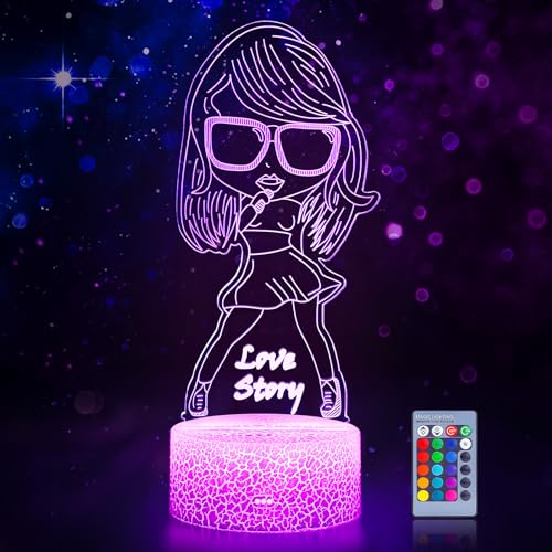 Hoofun Tay Nachtlicht Geschenke: TS-Fans Merch, Illusion Tischlampe mit Touch-und Fernbedienung, LED Nachttischlampe für Mädchen Zimmer Dekoration Musikparty Geburtstag Weihnachten von Hoofun