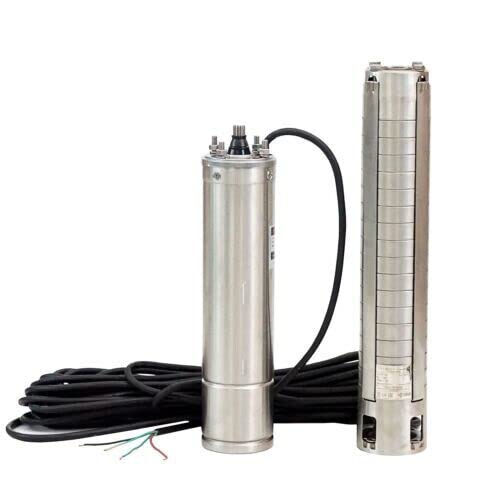 Hochwertige 4" Edelstahl Tiefbrunnenpumpe 3kW - 400V - 10,3bar - 14400L/h von Hoogana