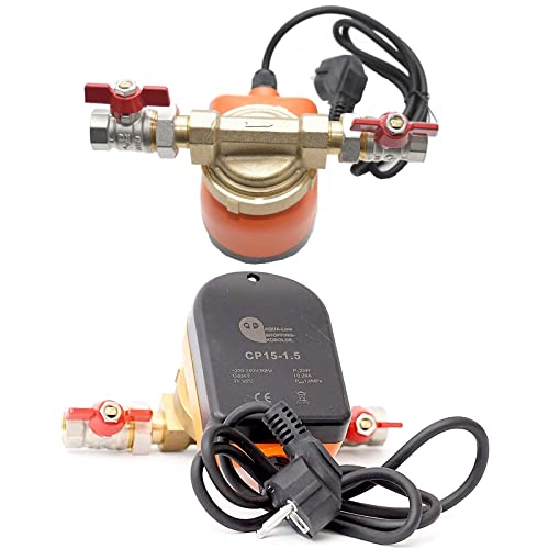 ZIRKULATIONSPUMPE 15-15 BRAUCHWASSERPUMPE 1/2" UMWÄLZPUMPE TRINKWASSER + Zubehör (15-15 + Ventile) von Hoogana