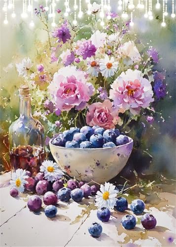 Diamond Painting Kinder Blume, Diamant Painting Bilder Blaubeere DIY Runden Steine Diamant Kunst Malerei Kits, 5D Mosaikherstellung Bastelset Erwachsene für Aesthetic Room Decor 60x80 cm X4-657 Diamond Painting Kinder Blume, Diamant Painting Bilder Blaubeere DIY Runden Steine Diamant Kunst Malerei Kits, 5D Mosaikherstellung Bastelset Erwachsene für Aesthetic Room Decor 60x80 cm X4-657 von Hooixaag