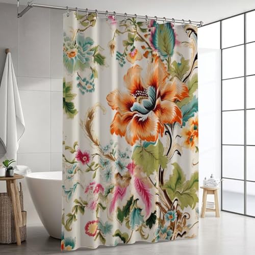 Duschvorhang 90x180, Duschvorhang Orange Wasserdicht Shower Curtains Blatt Badezimmer Gardinen, Waschbar Polyester Shower Curtains, mit 12 Duschvorhangringen, für Home Zimmer Deko Bad Vorhang XJ-807 Duschvorhang 90x180, Duschvorhang Orange Wasserdicht Shower Curtains Blatt Badezimmer Gardinen, Waschbar Polyester Shower Curtains, mit 12 Duschvorhangringen, für Home Zimmer Deko Bad Vorhang XJ-807 von Hooixaag