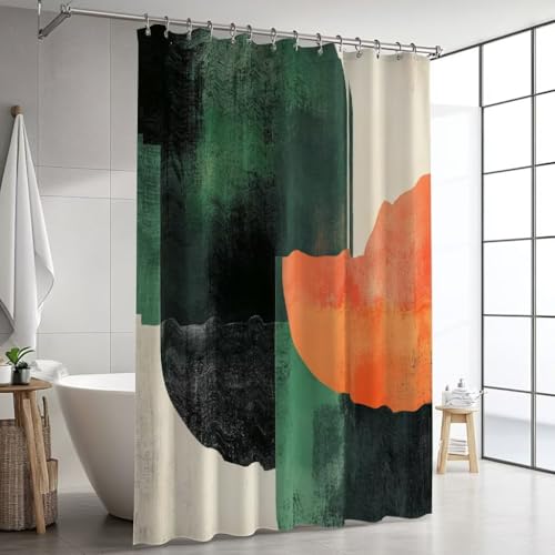 Duschvorhang Dunkelgrün Duschvorhänge Waschbar Abstrakt Duschvorhang 180x210cm Shower Curtains mit Beschwerter Saum, Wasserdichter Polyester Stoff Shower Curtain, Schnell Trocknend Bad Vorhang XJ-1032 von Hooixaag