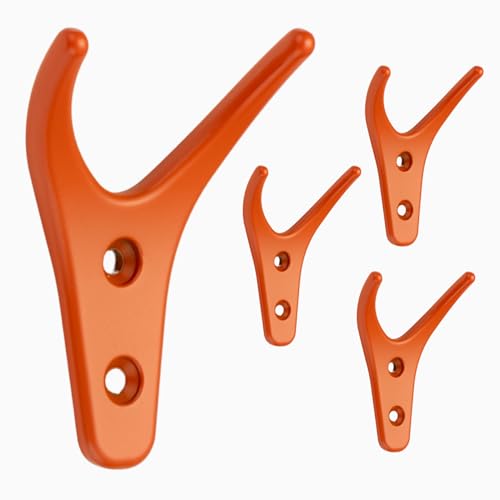 HookNest 4er Set Doppelhaken Garderobenhaken | Y-Design Wandhaken aus robuster Zinklegierung – korrosionsbeständig & belastbar | Vielseitiger Kleiderhaken für Flur, Bad, Küche & Schlafzimmer | Orange von HookNest