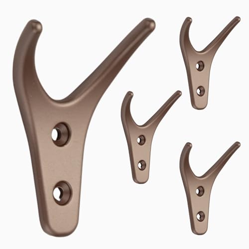 HookNest 4er Set Doppelhaken Garderobenhaken | Y-Design Wandhaken aus robuster Zinklegierung – korrosionsbeständig & belastbar | Vielseitiger Kleiderhaken für Flur, Bad & Küche | Braun von HookNest