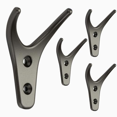 HookNest Garderobenhaken Set [4er Pack] | Doppelhaken Wandhaken aus hochwertiger Zinklegierung – korrosionsbeständig & belastbar | Modernes Design für Flur, Bad, Küche & Schlafzimmer von HookNest