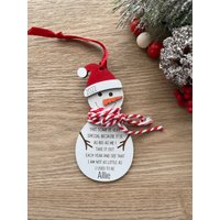 Personalisierte Kindergröße Ornament, Babys Erste Weihnachtsverzierung, Schneemann 2024 Weihnachtsverzierung von HookStitchesDesign