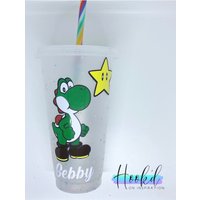 Mario Inspiriert Yoshi Konfetti Farbwechsel Tasse. Kann Personalisiert Werden. Stroh Topper Optional. Tolle Geschenkidee von HookdOnInspiration