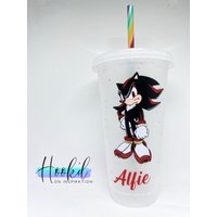 Von Schatten Inspirierter Sonic The Hedgehog 24 Unzen Konfetti/Glitter Kaltschalenbecher. Kann Personalisiert Werden. Stroh Topper Optional. Tolle von HookdOnInspiration