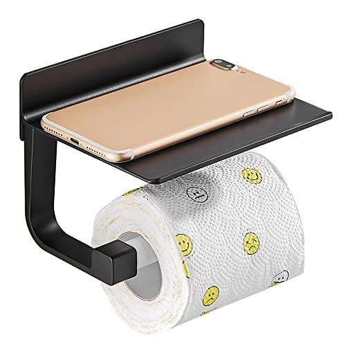 Hoomtaook Toilettenpapierhalter Schwarz Ohne Bohren Bad Klorollenhalter mit Ablage Badezimmer Deko WC Papier Halterung Klopapierhalter Ohne Bohren, Wandmontage Aluminium, Schwarz Hoomtaook Toilettenpapierhalter Schwarz Ohne Bohren Bad Klorollenhalter mit Ablage Badezimmer Deko WC Papier Halterung Klopapierhalter Ohne Bohren, Wandmontage Aluminium, Schwarz von Hoomtaook