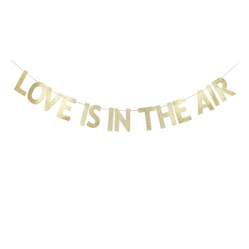 Banner mit Aufschrift "Love is in the Air", goldfarbenes Glitzer-Papierschild für Valentinstag, Hochzeit, Verlobung, Brautparty, Junggesellinnenabschied, Wimpelkette Dekorationen Banner mit Aufschrift "Love is in the Air", goldfarbenes Glitzer-Papierschild für Valentinstag, Hochzeit, Verlobung, Brautparty, Junggesellinnenabschied, Wimpelkette Dekorationen von HoonPa Decors