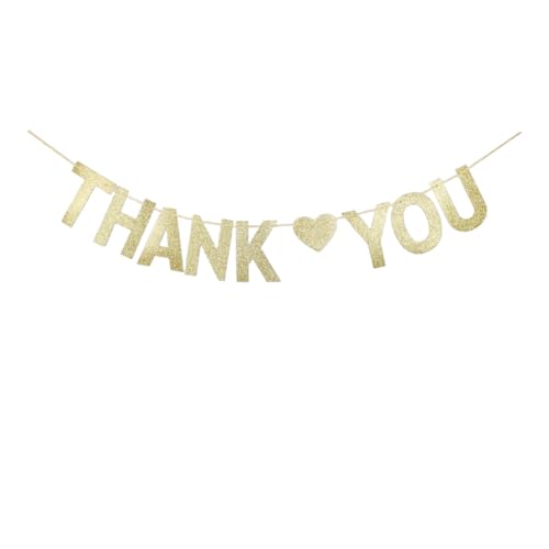 Goldfarbenes Glitzer-Dankes-Banner, Vintage-Papierschild für Hochzeit, Verlobung, Jahrestag, Brautparty, Erntedankfest Party Dekoration Goldfarbenes Glitzer-Dankes-Banner, Vintage-Papierschild für Hochzeit, Verlobung, Jahrestag, Brautparty, Erntedankfest Party Dekoration von HoonPa Decors