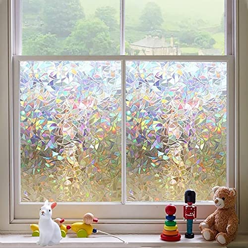 Hoonng Fensterfolie Blickdicht Selbsthaftend Motiv 3D Geometrie Sichtschutz 90x200cm von Hoonng