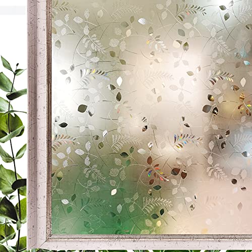 Hoonng Fensterfolie Blickdicht Selbsthaftend Motiv 3D Pflanze Sichtschutz 44.5x200cm von Hoonng