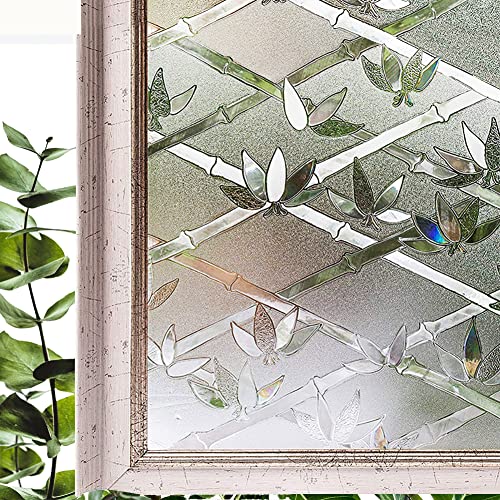 Hoonng Fensterfolie Blickdicht Selbsthaftend Motiv Bamboo Sichtschutz 44.5x200CM von Hoonng