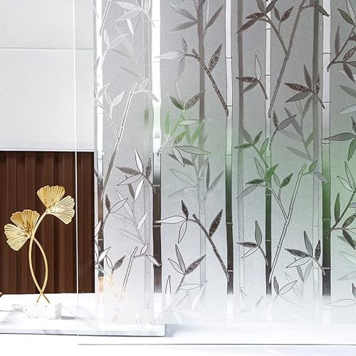 Hoonng Fensterfolie Blickdicht Selbsthaftend Motiv Bamboo Sichtschutz 44.5x200CM von Hoonng