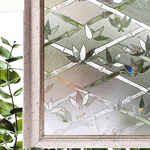 Hoonng Fensterfolie Blickdicht Selbsthaftend Motiv Bamboo Sichtschutz 44.5x300CM von Hoonng