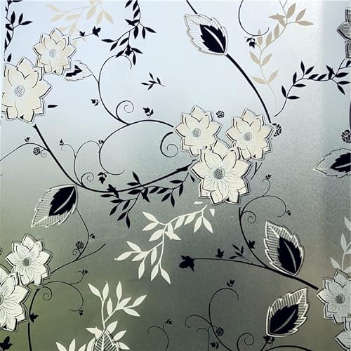 Hoonng Fensterfolie Blickdicht Selbsthaftend Motiv Blume Sichtschutz 44.5x200CM von Hoonng