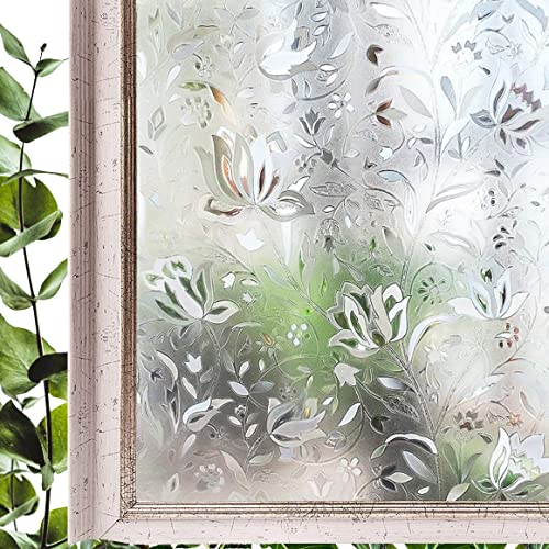 Hoonng Fensterfolie Blickdicht Selbsthaftend Motiv Bunt Tulpe Sichtschutz 60x200CM von Hoonng