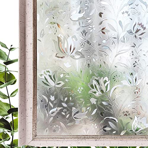 Hoonng Fensterfolie Blickdicht Selbsthaftend Motiv Bunt Tulpe Sichtschutz 90x300cm von Hoonng