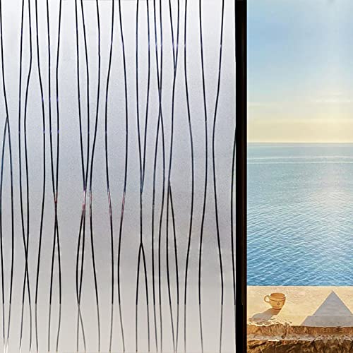 Hoonng Fensterfolie Blickdicht Selbsthaftend Motiv Welle Sichtschutz 44.5x200CM von Hoonng
