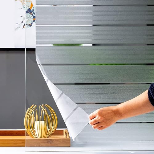 Hoonng Fensterfolie Streifen Blickdicht Selbsthaftend Sichtschutz, Streifen Breit 44.5x200cm von Hoonng
