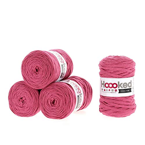 Hoooked Ribbon XL Bändchengarn Sparset aus 4 Rollen Wahl (Bubblegum) von Hoooked