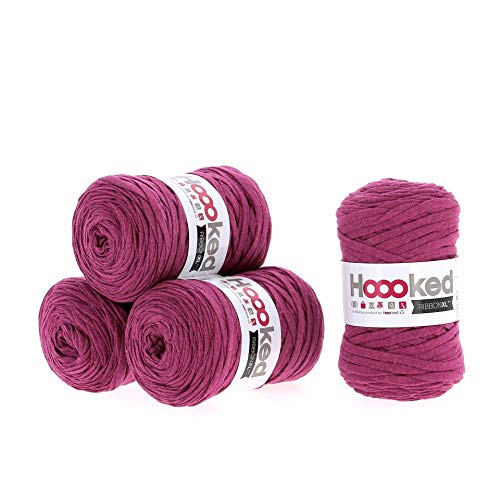 Hoooked Ribbon XL Bändchengarn Sparset aus 4 Rollen Wahl (Crazy Plum) von Hoooked