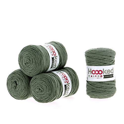 Hoooked Ribbon XL Bändchengarn Sparset aus 4 Rollen Wahl (Dried Herb) von Hoooked