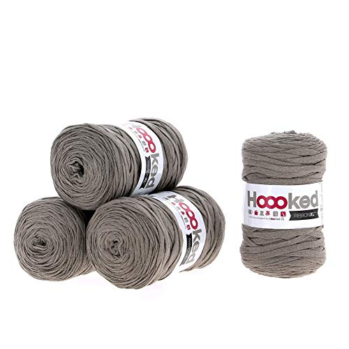 Hoooked Ribbon XL Bändchengarn Sparset aus 4 Rollen Wahl (Earth Taupe) von Hoooked