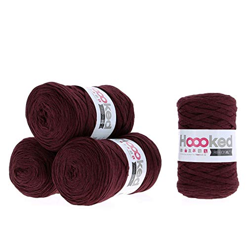 Hoooked Ribbon XL Bändchengarn Sparset aus 4 Rollen Wahl (Maroon Rust) von Hoooked