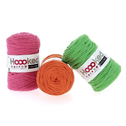 Hoooked RibbonXL Sparset aus 3 Rollen je 120 Meter Riesen-Textilgarn aus recycelter Kleidung (Samba) von Hoooked