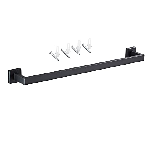 SUS304 Edelstahl Handtuchstange, Hoopever 600mm Schwarz Handtuchhalter Rack Quadratisch Einzelbar Badezimmer Regal Wandmontage Badetuchhalter Küche Handtuch Halter mit Schraube von Hoopever