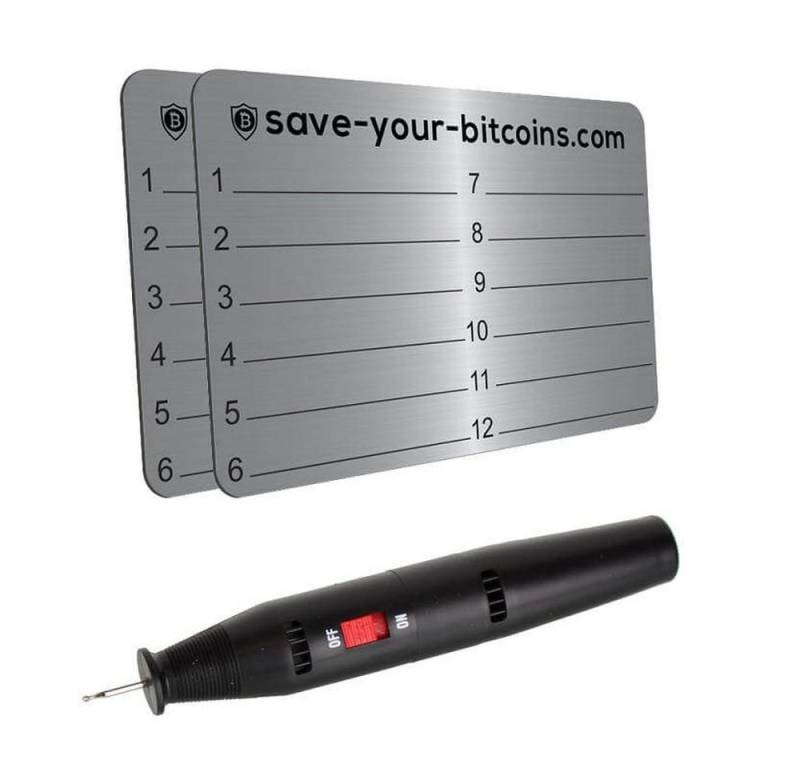 Hoopomania Graviergerät Hardware wallet seed phrase - Recovery Metallplatt, Spar-Set von Hoopomania