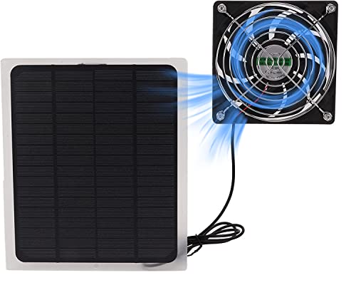 10 W Solarpanel Lüfter Kit, Wasserdichter Lüfter mit USB Anschluss, Sicherheitsschutz und Luftzirkulationssystem für Hunde Hühnerhaus Gewächshaus Haustierhäuser von Hoopoocolor