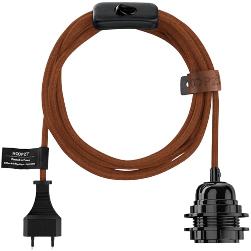 Hoopzi - Bala - Fassung e27 mit Kabel - Lampenfassung e27 mit Kabel und Schalter - Textilkabel mit Fassung - Lampenkabel - Pendelleuchte - 4,5 Meter - Ziegelfarbenes Leinen Hoopzi - Bala - Fassung e27 mit Kabel - Lampenfassung e27 mit Kabel und Schalter - Textilkabel mit Fassung - Lampenkabel - Pendelleuchte - 4,5 Meter - Ziegelfarbenes Leinen von Hoopzi