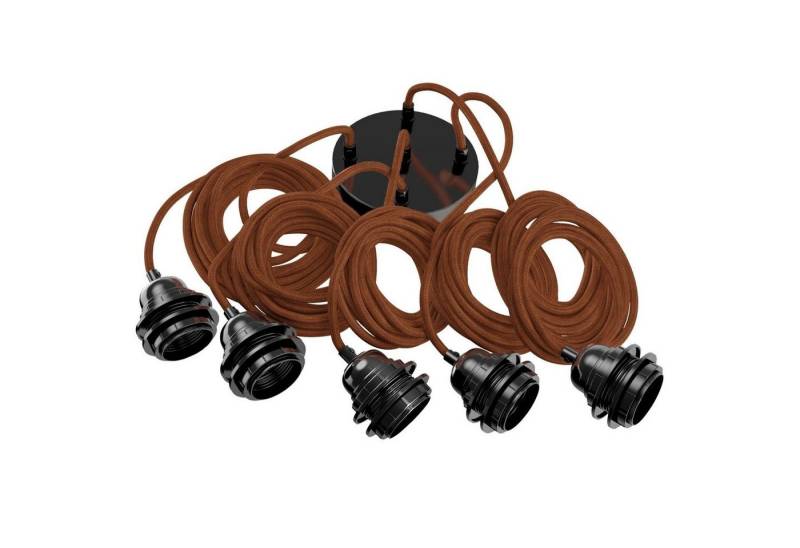 Hoopzi Deckenleuchte Hang Pendelleuchte 3,5m Textilkabel 5 X E27 Fassung, ohne Leuchtmittel, Retro Vintage Industriell von Hoopzi