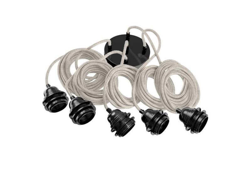 Hoopzi Deckenleuchte Hang Pendelleuchte 3,5m Textilkabel 5 X E27 Fassung, ohne Leuchtmittel, Retro Vintage Industriell von Hoopzi