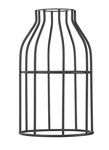 Hoopzi - Käfig - Lampenschirm aus lackiertem Stahl - Cage - Zur Abhängung, Tischlampe, Stehlampe, Wandleuchte - Kompatibel mit E27 Gewinde - Befestigungsring - Schwarz von Hoopzi