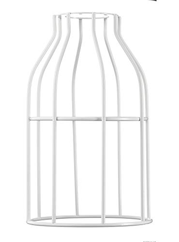 Hoopzi - Käfig - Lampenschirm aus lackiertem Stahl - Cage - Zur Abhängung, Tischlampe, Stehlampe, Wandleuchte - Kompatibel mit E27 Gewinde - Befestigungsring - Weiß von Hoopzi