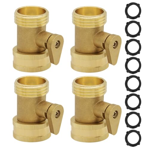 Hooshing Gartenschlauch-Absperrventile aus massivem Messing, 1,9 cm GHT männlich auf weiblich, mit Unterlegscheiben, 4 Stück Hooshing Gartenschlauch-Absperrventile aus massivem Messing, 1,9 cm GHT männlich auf weiblich, mit Unterlegscheiben, 4 Stück von Hooshing