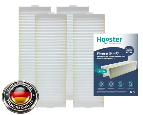Hooster 2 Filter SETs 2x G4 + 2x F7 passend für Vaillant RecoVAIR VAR 260/4 (E) und 360/4 (E) von Hooster