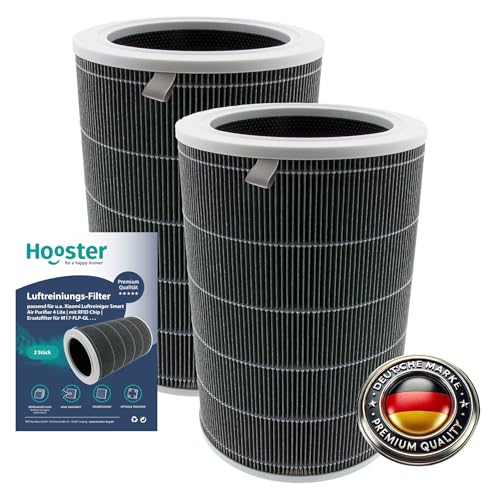 2er-SET HEPA Filter kompatibel mit Xiaomi Smart Air Purifier 4 Lite (NICHT 4 Compact und NICHT 4 PRO) | mit RFID Chip | Ersatzfilter für M17-FLP-GL von Hooster