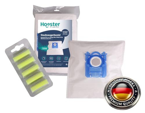 30 Staubsaugerbeutel für AEG VX6 VX7 VX8 und VX9 | geeignet für AEG Größe 201 s-bag classic/s-bag long performance | 5 Deo-Sticks (Zitrone) im Set enthalten | Material: Vlies 5-Lagig von Hooster