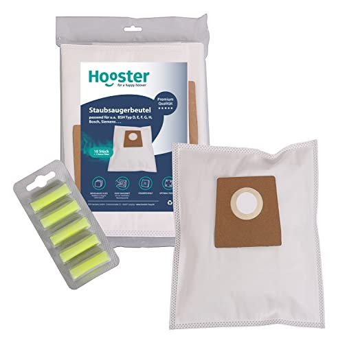 Hooster 10 Stück Staubsaugerbeutel für den Siemens Q5.0 extreme silencePower Staubsauger VSQ5X1230 und 5 Deo-Sticks (Zitrone) | Material Vlies 5-lagig - 10er Packung inkl. 1 Mikrofilter von Hooster