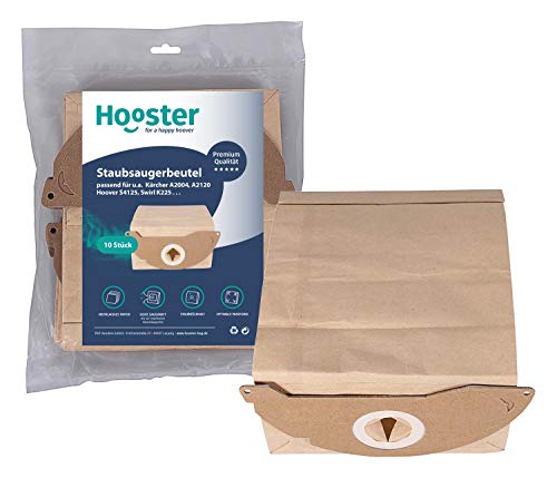 Hooster 10 Stück Staubsaugerbeutel passend für Kärcher MV 2 / MV2 / MV-2 / Papier/Kurze Version von Hooster